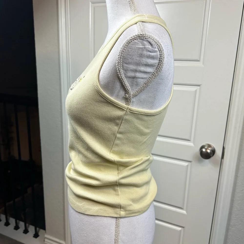 Vintage Rugrats Nickelodeon Yellow Ribbed Y2K Retro Tank Embroidered Size M